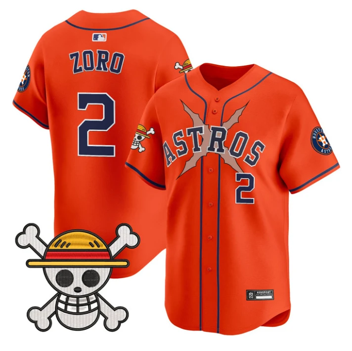 Zoro Jersey #2 Houston Astros One Piece 2025 Vapor Limited Stitched Orange by My Store
