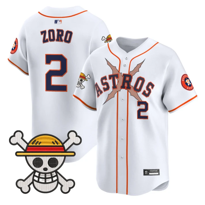 Zoro Jersey #2 Houston Astros One Piece 2025 Vapor Limited Stitched White by My Store