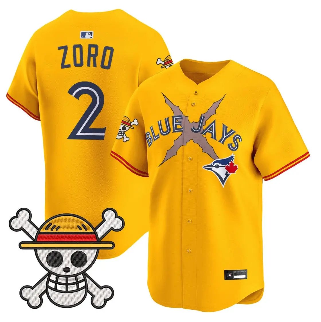 Zoro Jersey #2 Blue Jays One Piece Vapor Premier Limited Premier Stitched by My Store