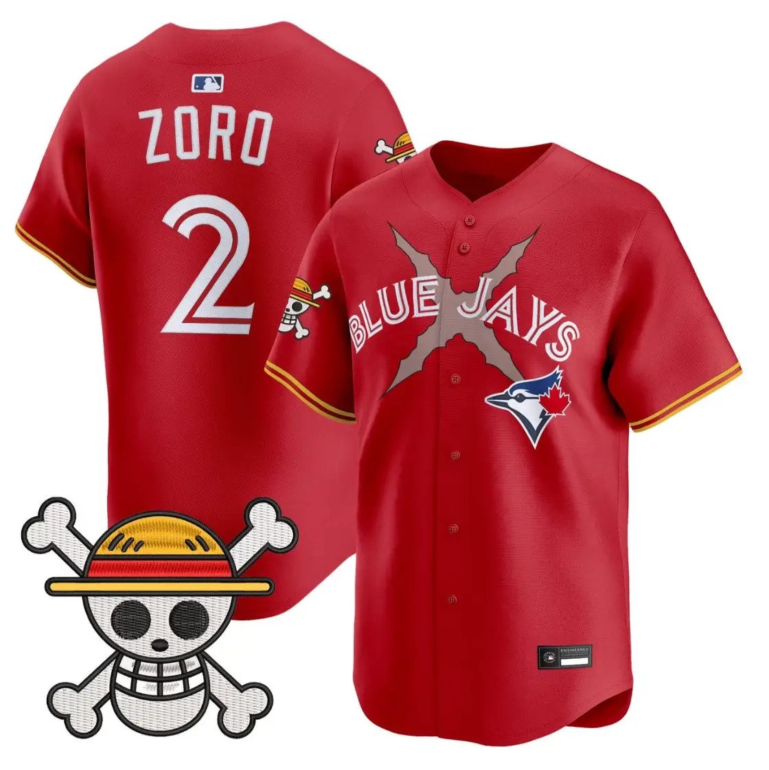 Zoro Jersey #2 Blue Jays One Piece Vapor Premier Limited Premier Stitched by My Store
