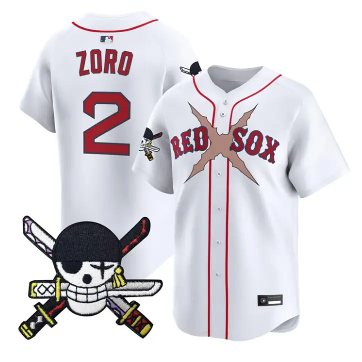 Zoro Jersey #2 Boston Red Sox One Piece Zoro Patch Premier Stitched by My Store