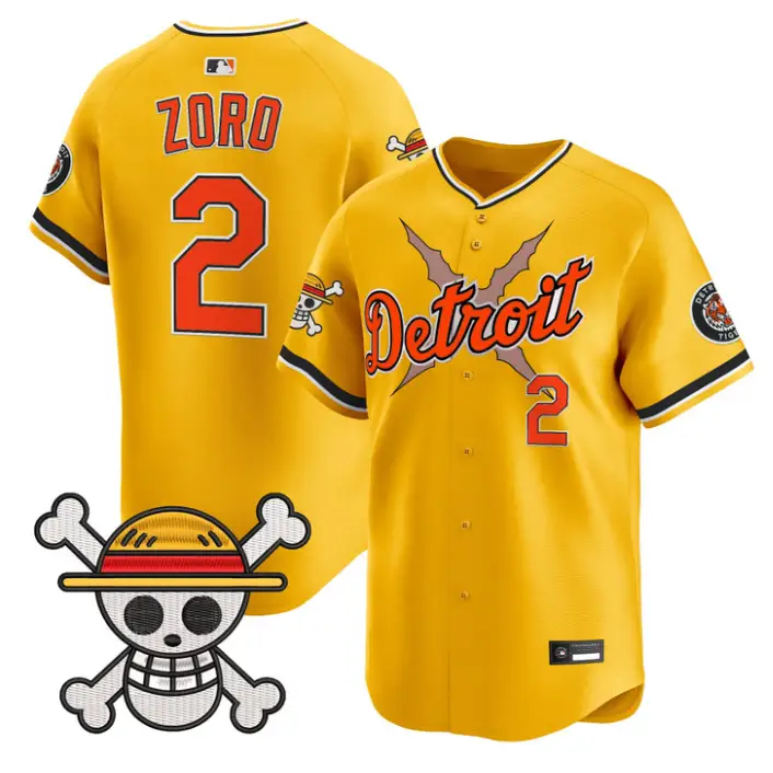 Zoro Jersey #2 Detroit Tigers One Piece Vapor Premier Limited Stitched by My Store