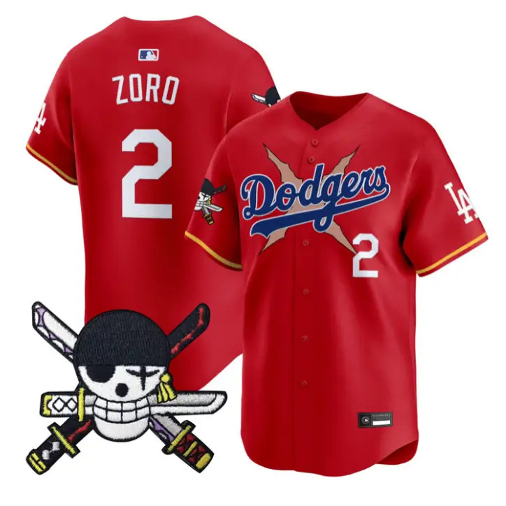 Zoro Jersey #2 Dodgers One Piece Zoro Patch Premier Stitched by My Store