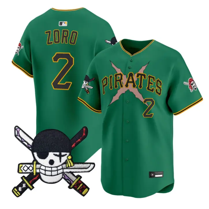Zoro Jersey #2 Pittsburgh Pirates One Piece Zoro Patch Premier Stitched by My Store