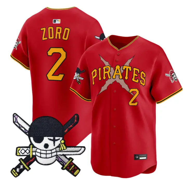 Zoro Jersey #2 Pittsburgh Pirates One Piece Zoro Patch Premier Stitched by My Store