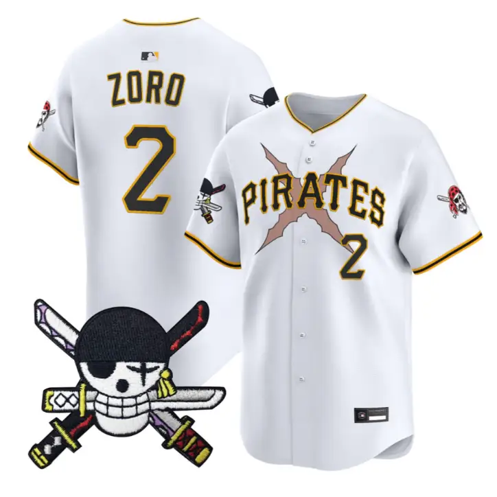 Zoro Jersey #2 Pittsburgh Pirates One Piece Zoro Patch Premier Stitched by My Store