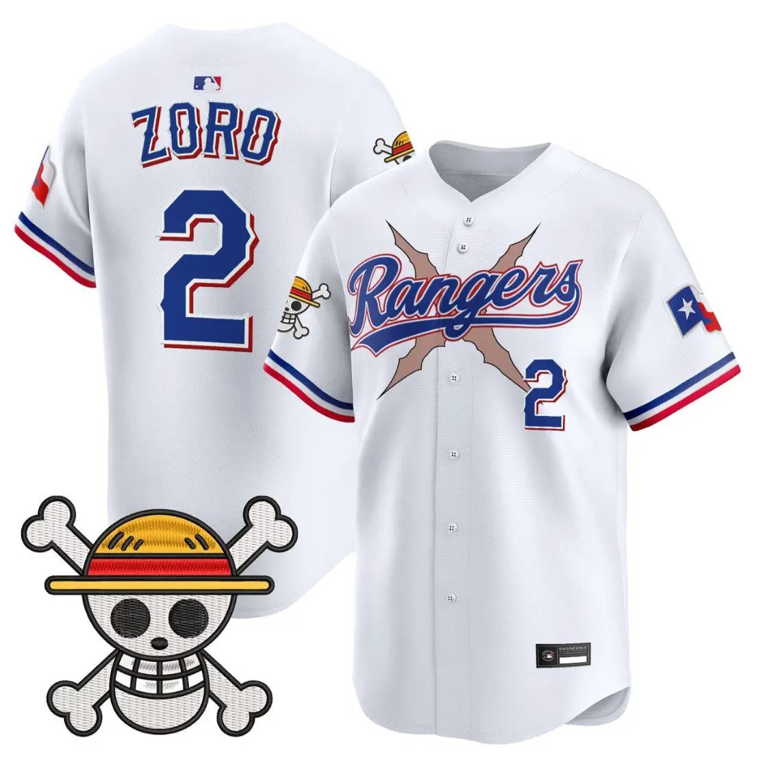 Zoro Jersey #2 Texas Rangers One Piece Premier Limited Stitched by My Store