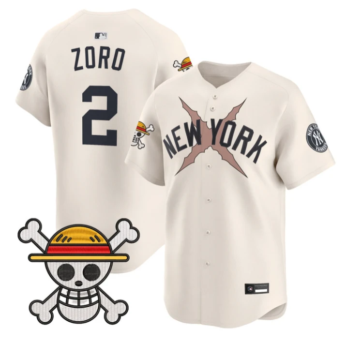 Zoro Jersey #2 Yankees One Piece Vapor Premier Stitched by My Store