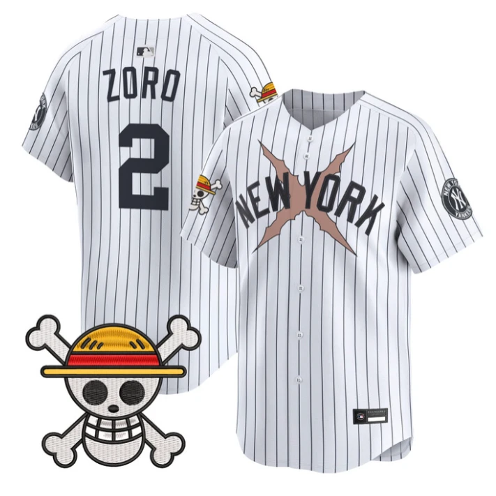 Zoro Jersey #2 Yankees One Piece Vapor Premier Stitched by My Store