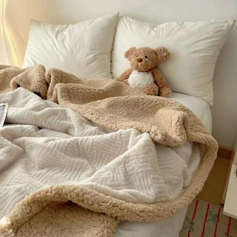 Seraphina Soft Jacquard Rabbit Plush Blanket by Casa & Beyond