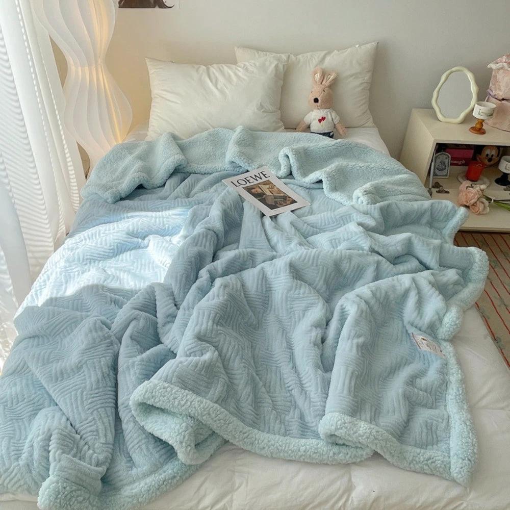 Seraphina Soft Jacquard Rabbit Plush Blanket by Casa & Beyond