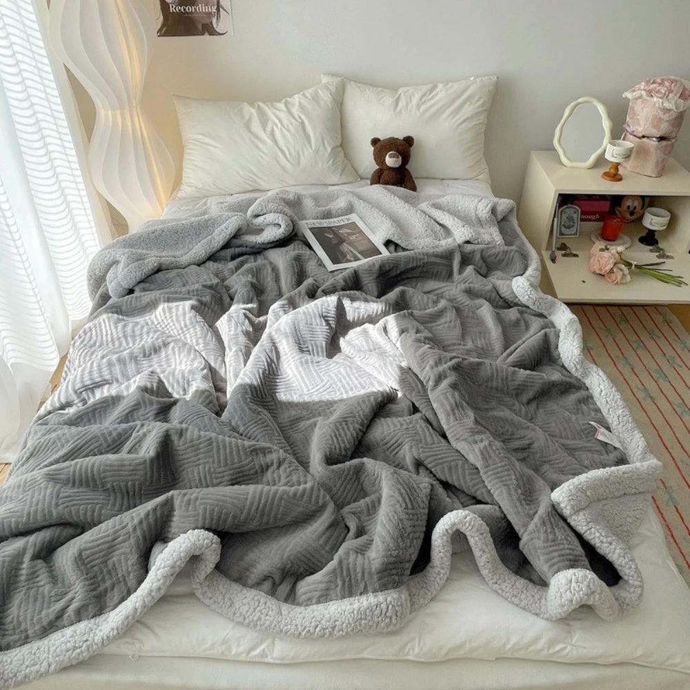 Seraphina Soft Jacquard Rabbit Plush Blanket by Casa & Beyond