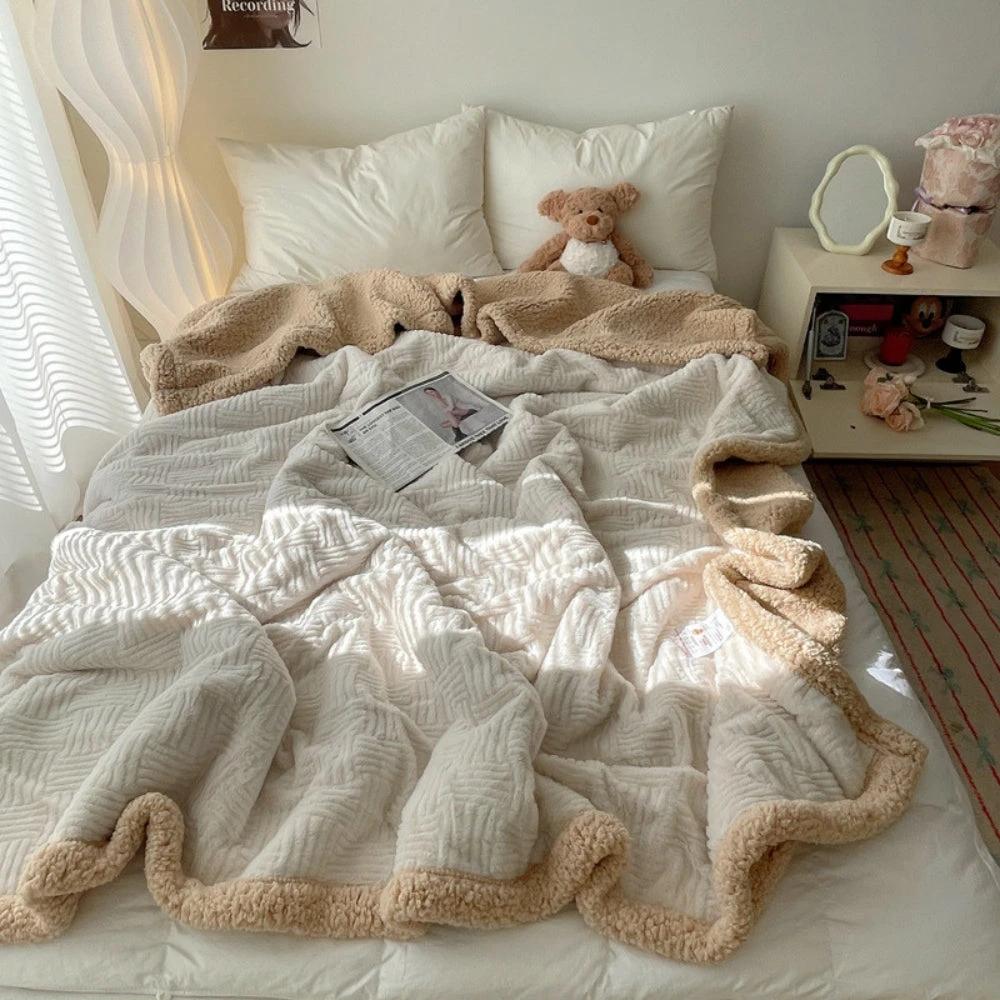 Seraphina Soft Jacquard Rabbit Plush Blanket by Casa & Beyond