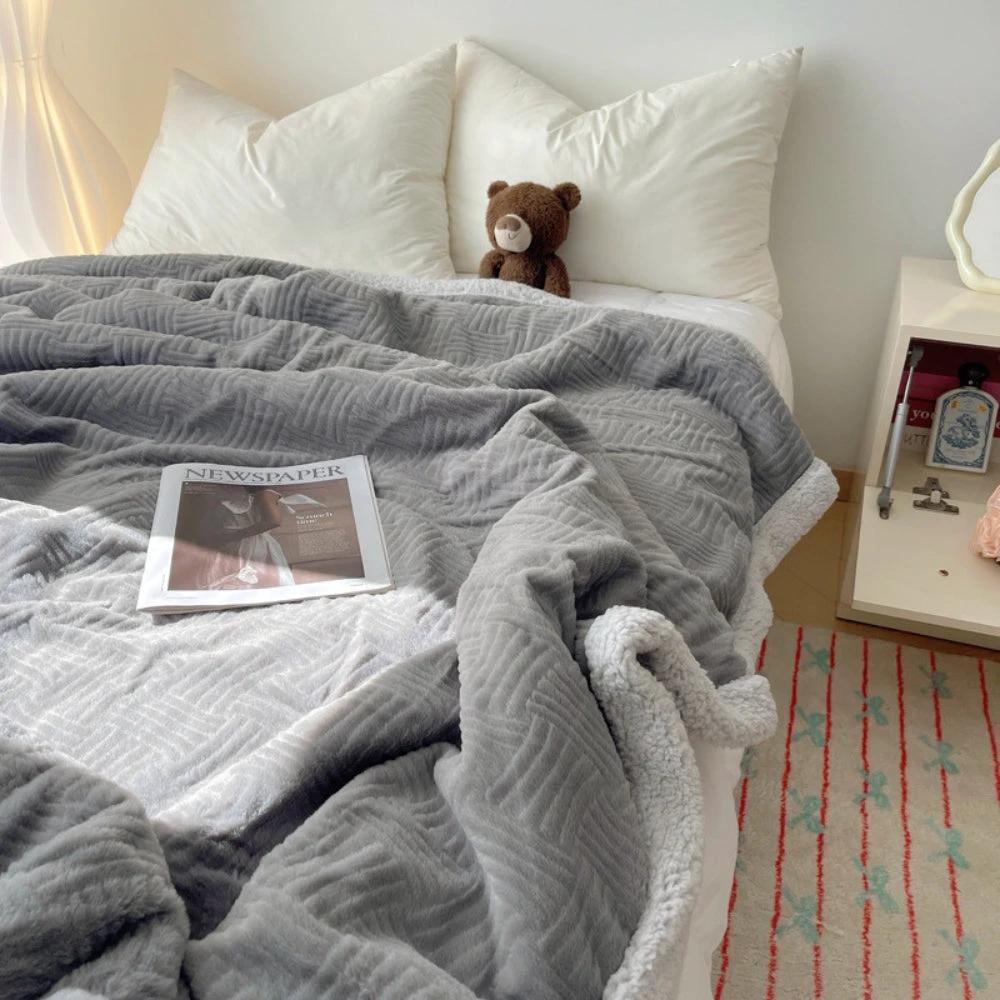 Seraphina Soft Jacquard Rabbit Plush Blanket by Casa & Beyond