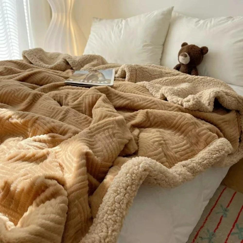 Seraphina Soft Jacquard Rabbit Plush Blanket by Casa & Beyond