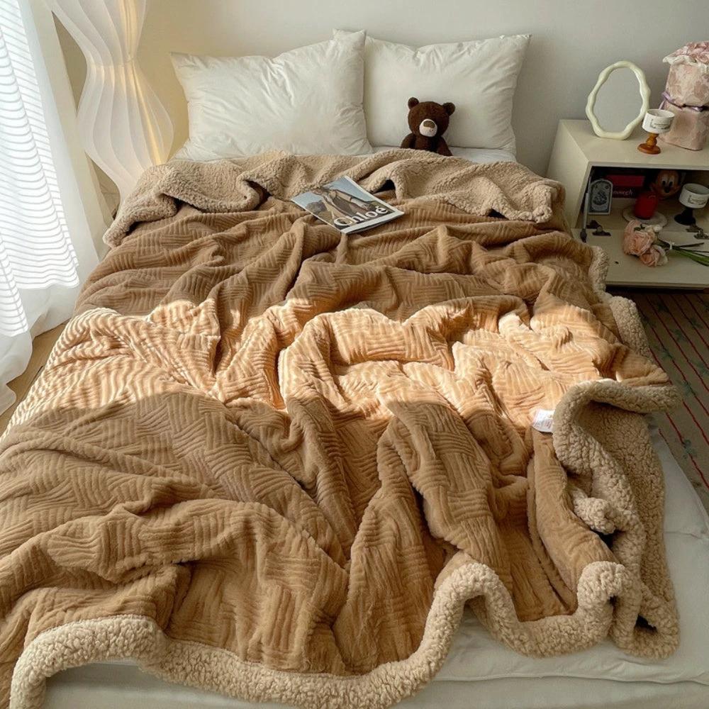 Seraphina Soft Jacquard Rabbit Plush Blanket by Casa & Beyond