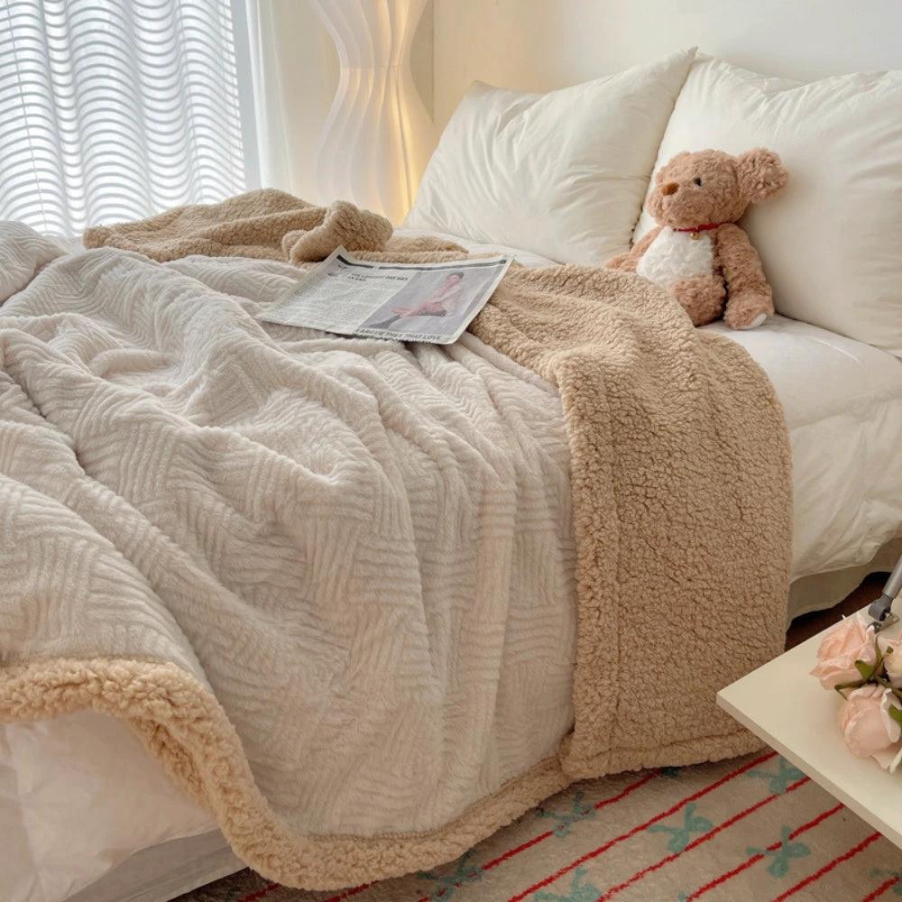 Seraphina Soft Jacquard Rabbit Plush Blanket by Casa & Beyond