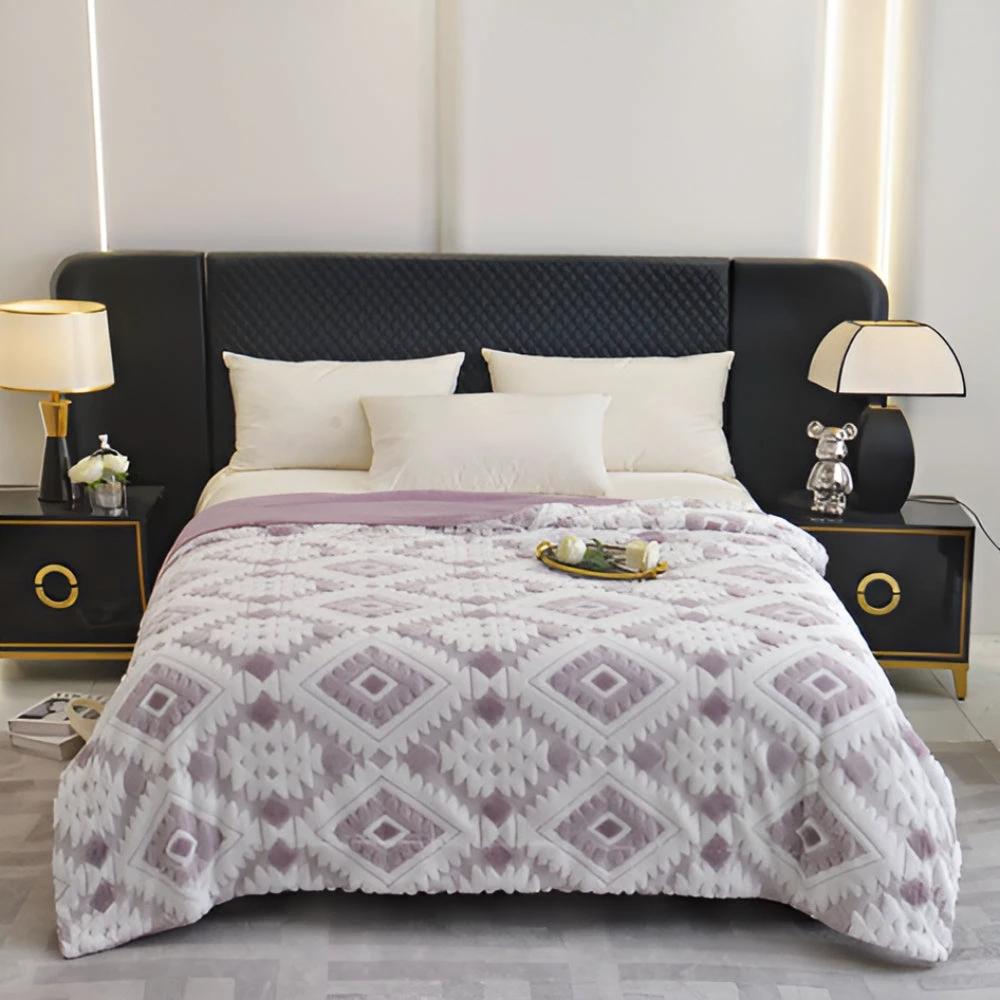 Zyra Double Layer Geometric Throw Blanket by Casa & Beyond