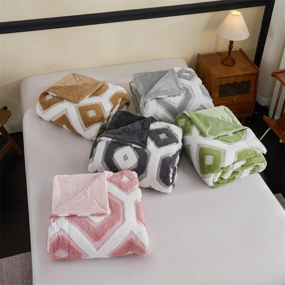Zyra Double Layer Geometric Throw Blanket by Casa & Beyond