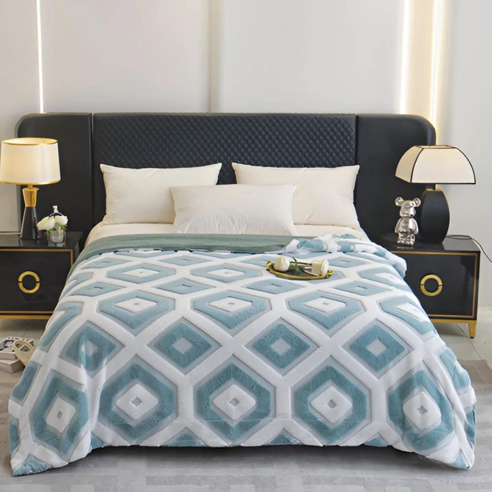 Zyra Double Layer Geometric Throw Blanket by Casa & Beyond