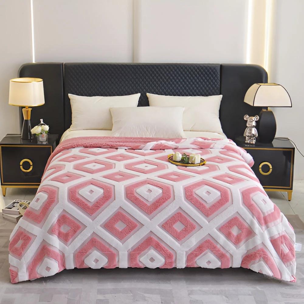 Zyra Double Layer Geometric Throw Blanket by Casa & Beyond
