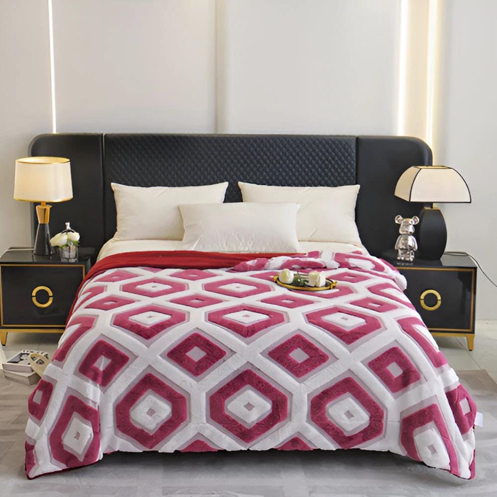 Zyra Double Layer Geometric Throw Blanket by Casa & Beyond