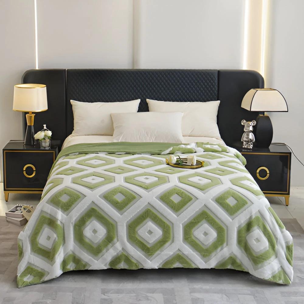 Zyra Double Layer Geometric Throw Blanket by Casa & Beyond