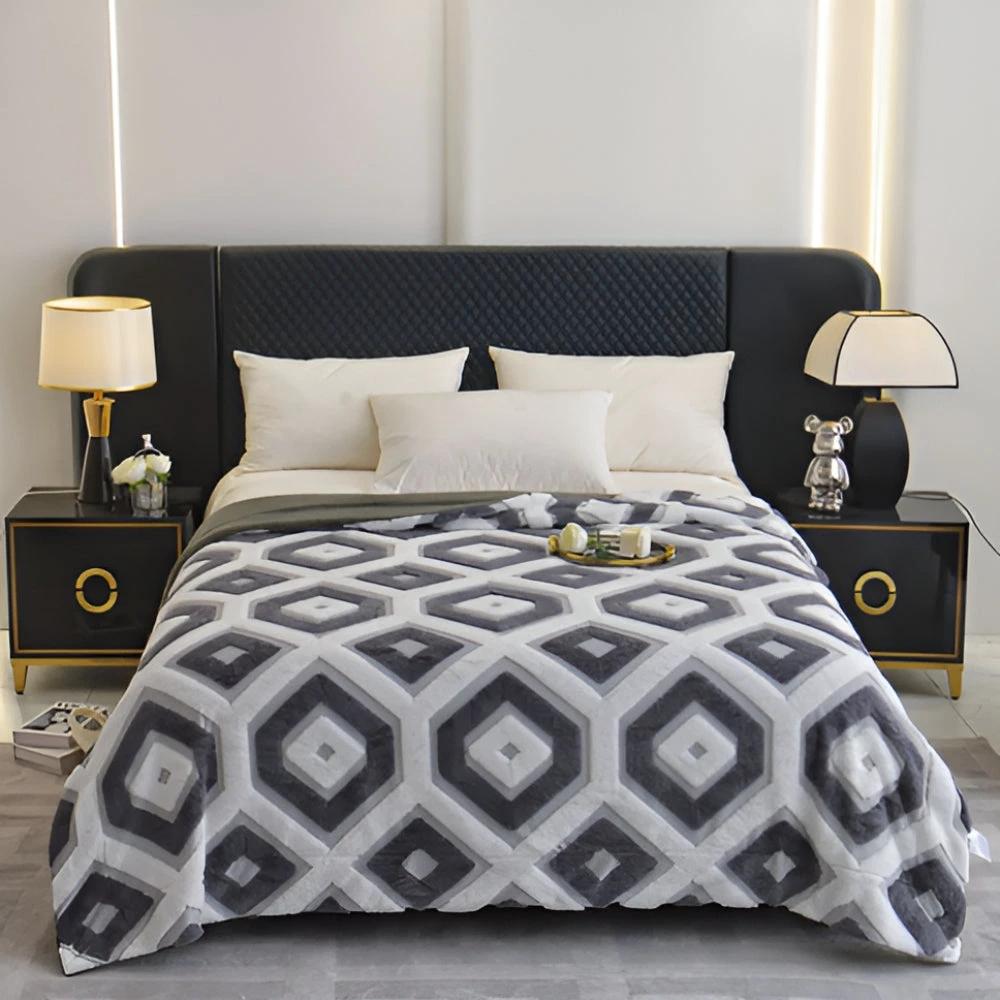Zyra Double Layer Geometric Throw Blanket by Casa & Beyond