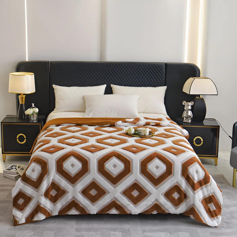Zyra Double Layer Geometric Throw Blanket by Casa & Beyond