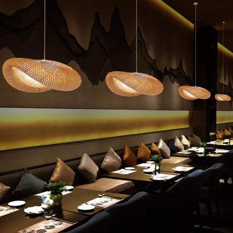 ZenGlow Handwoven Bamboo Pendant Light Bowlift by Bowlift