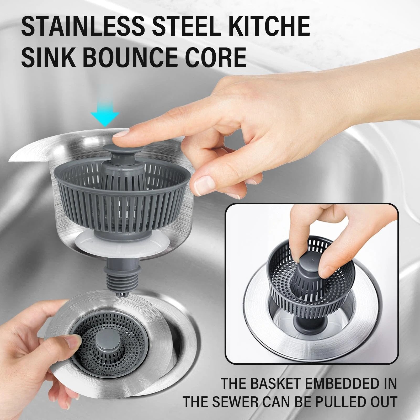 New Upgraded Sink Bounce Core Drain Strainer by BowLift