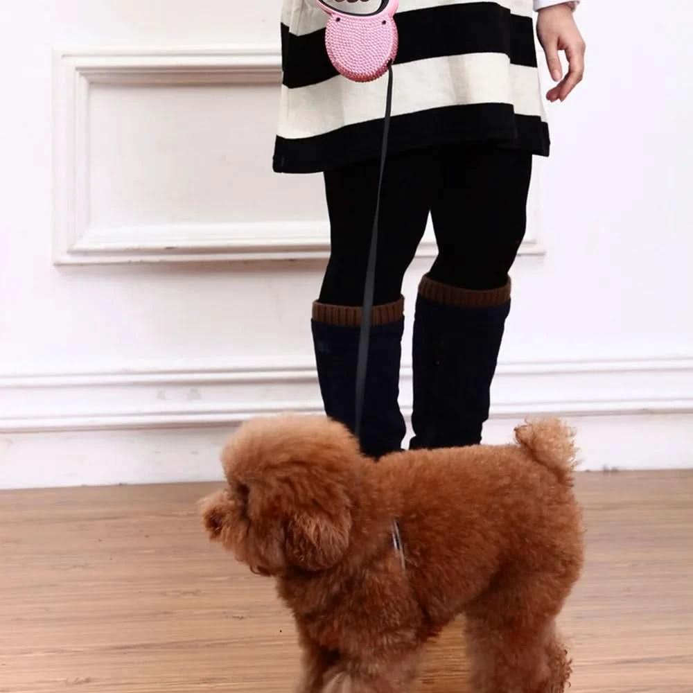 Luxury Retractable Leash with Rhinestones for Small Dogs & Cats by BowLift
