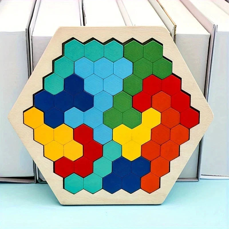 HexaFun 3D hexagonal wooden puzzle game – Educational STEM toy for children Bowlift by Bowlift