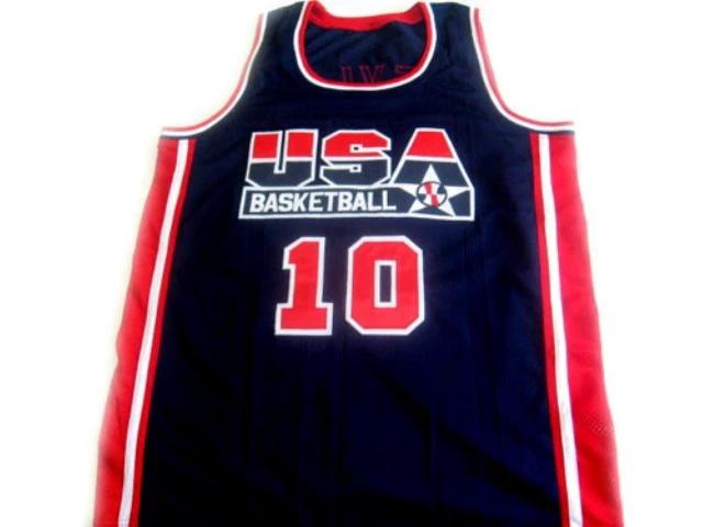 Clyde Drexler Jersey #10 Team USA Basketball Navy Blue by My store basketball