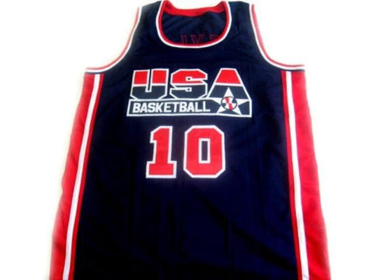 Clyde Drexler Jersey #10 Team USA Basketball Navy Blue by My store basketball