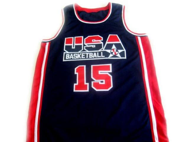 Magic Johnson Jersey #15 Team USA Basketball Navy Blue by My store basketball