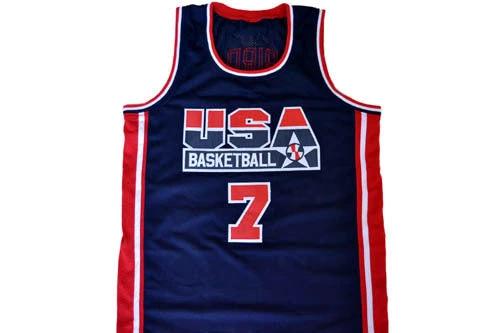 Shawn Kemp Jersey #7 Team USA Basketball Navy Blue by My store basketball