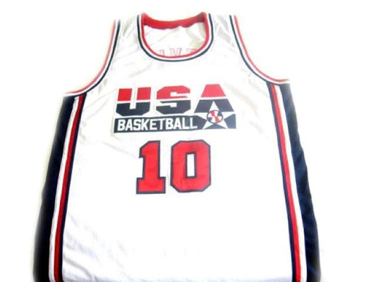 Clyde Drexler Jersey #10 Team USA Basketball Navy White by My store basketball