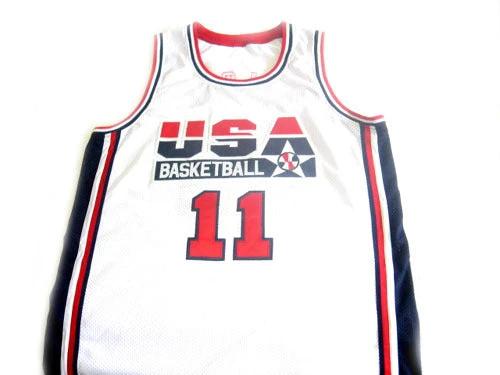 Karl Malone Jersey #11 Team USA BasketBall White by My store basketball