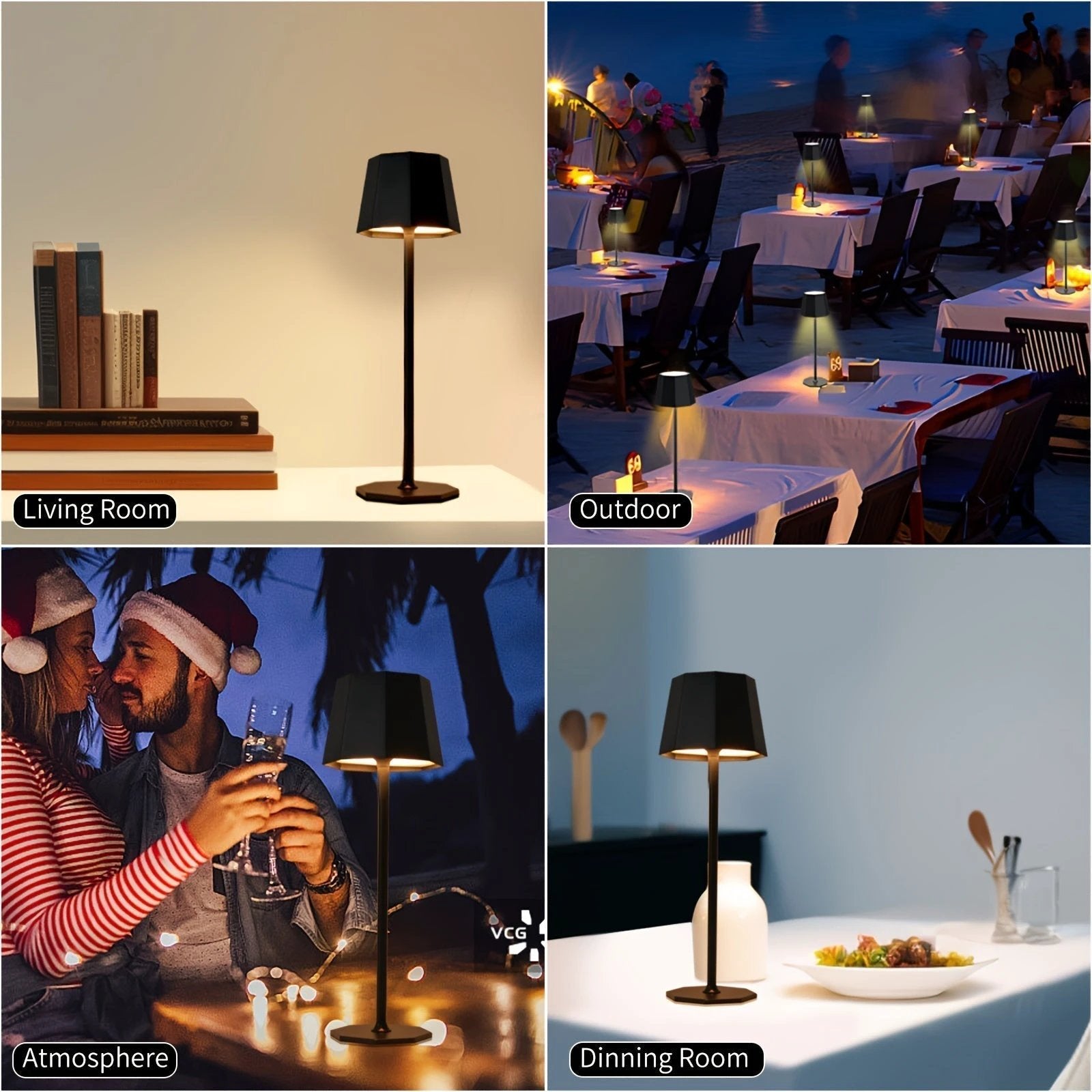 DuoGlow | Battery-Powered 2-Piece Set Cordless Table Lamp Bowlift by Bowlift