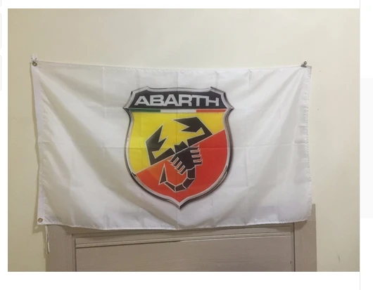New Black Racing Flag Logo Scorpion Abarth Fiat American Flag 3x5FT High Quality Sending The Drop by flagsshop
