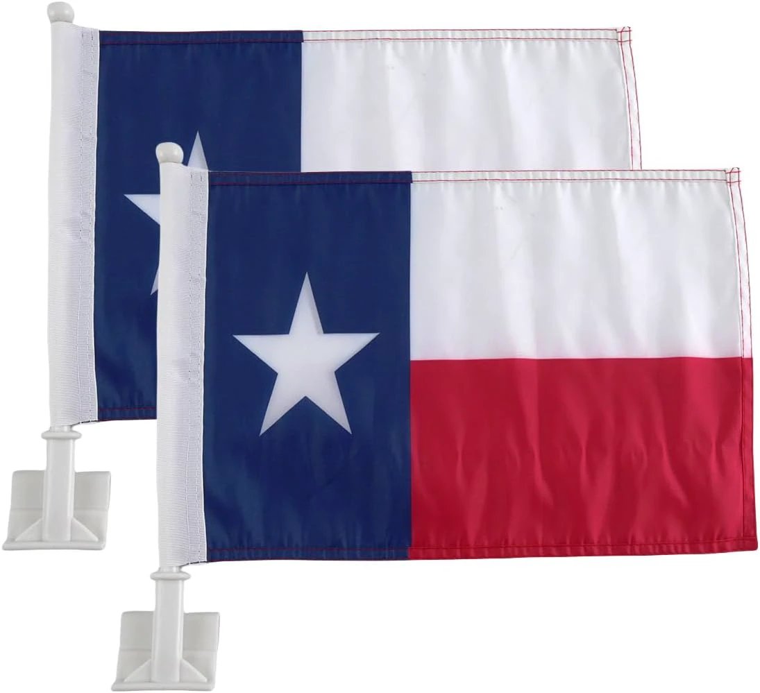 Texas State Flag Car Window Flag of Texas 11X18 Inch(28x46cm) 100% Polyester, Strong White Flagpole by flagsshop
