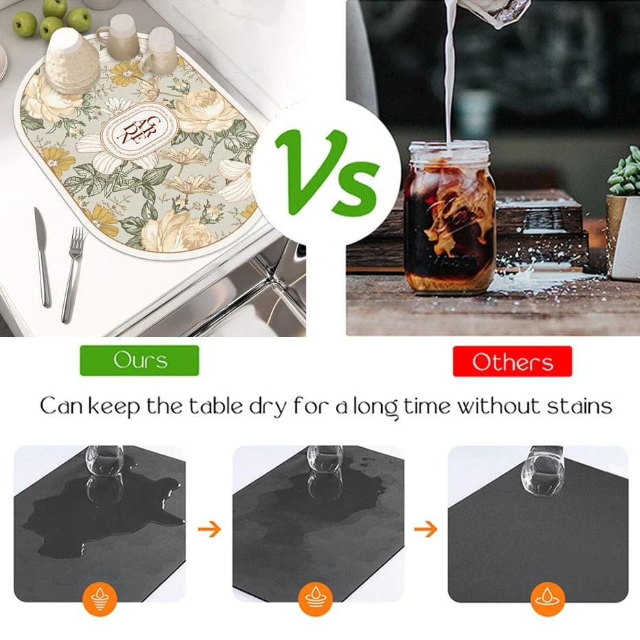 Absorbent Draining Pad Kitchen Countertop Absorbent Drying Mat by Bowlift