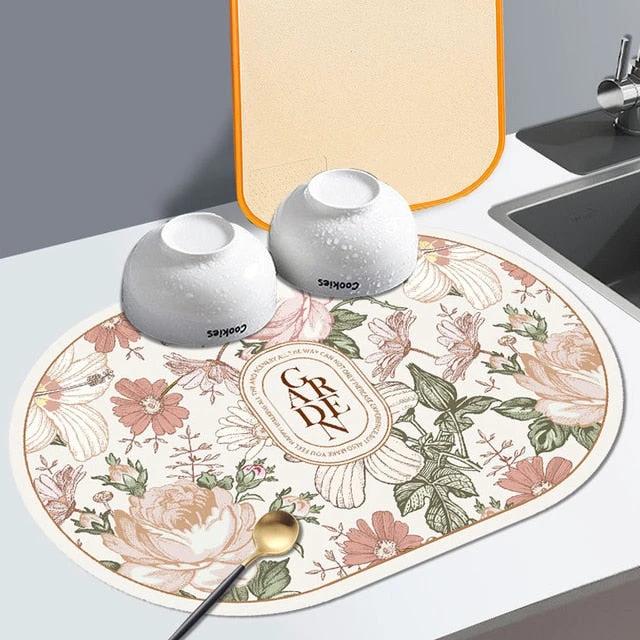 Absorbent Draining Pad Kitchen Countertop Absorbent Drying Mat by Bowlift