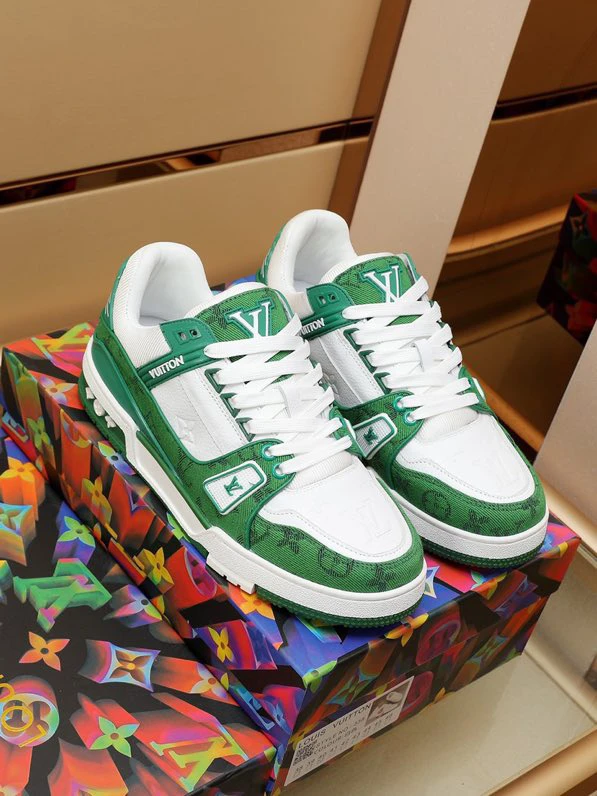 Luxury Virgil Trainer Sneakers Shoes Signature Green Monogram by Air Jordan