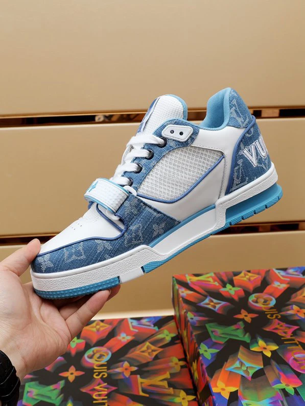 Luxury Virgil Trainer Sneakers Shoes Signature Blue White Monogram by Air Jordan