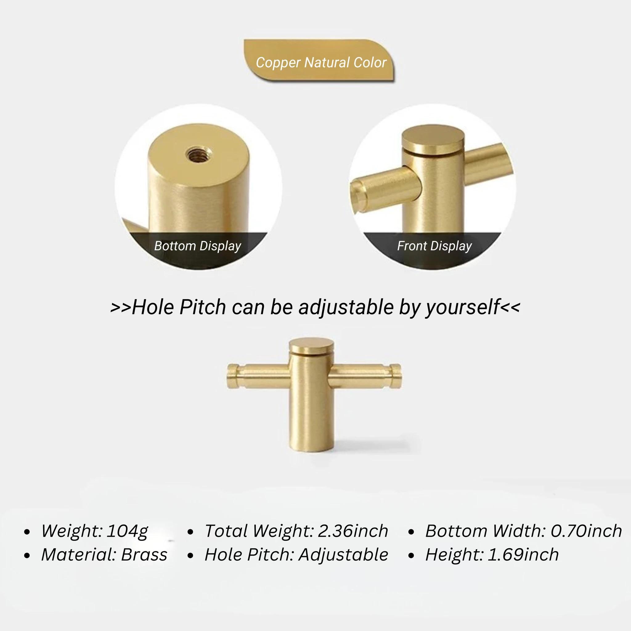 Adjustable Hole Cabinet Drawer Handle and Door Knob by Bowlift