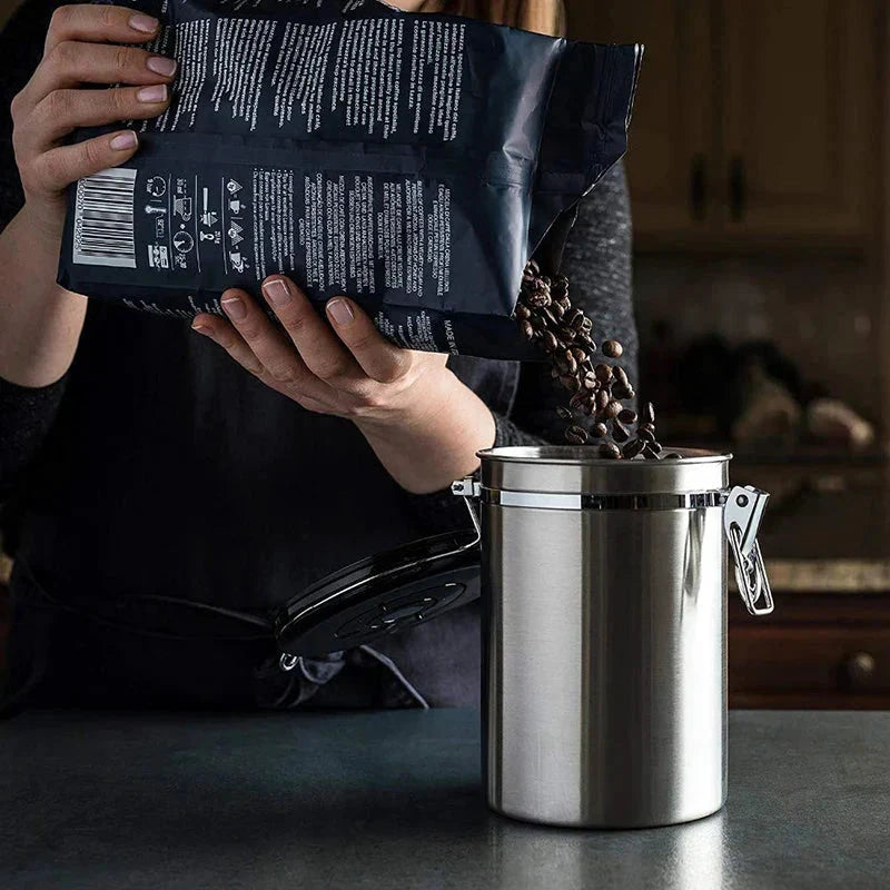 Airtight Coffee Container CO2 Valve Storage Canister with Scoop by Bowlift
