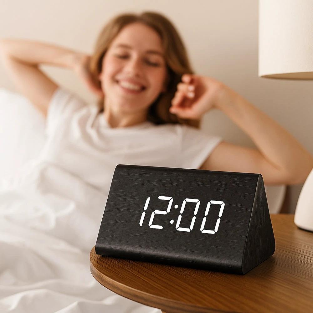 Elora Wooden LED Alarm Clock Digital Display by Casa & Beyond
