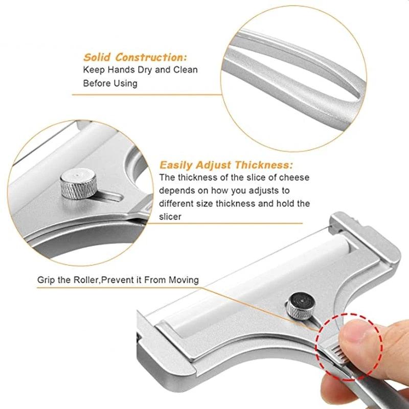 Aluminum Alloy Cheese Slicer Adjustable Thickness Kitchen Gadget by Bowlift